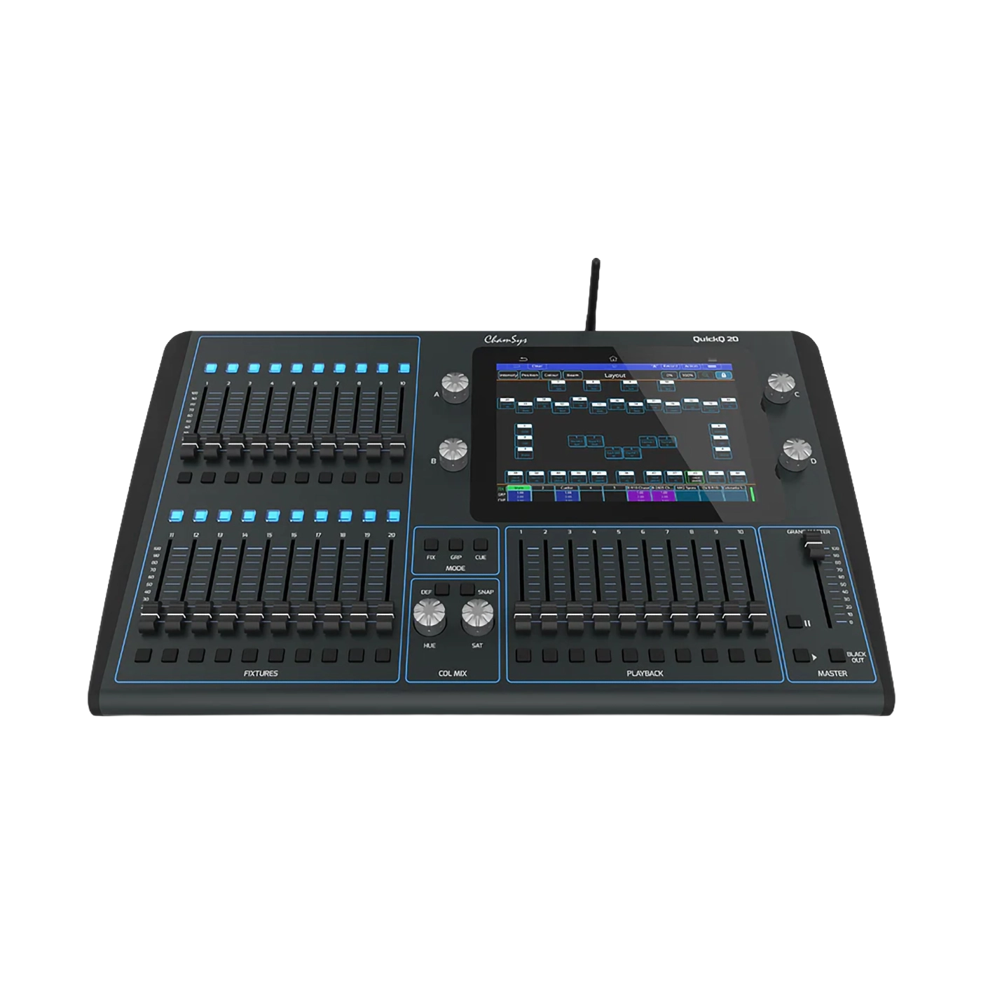 Location CHAMSYS - QuickQ 20 - 1024 canaux - 20 + 10 faders professionnel