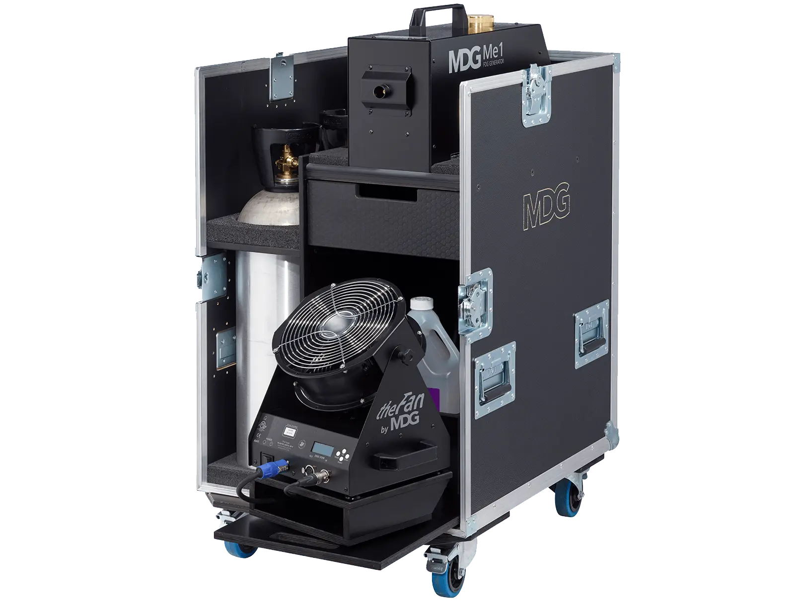 Location MDG – Générateur de brouillard ME1 + ventilateur en flightcase / Avec Liquide et CO2 professionnel