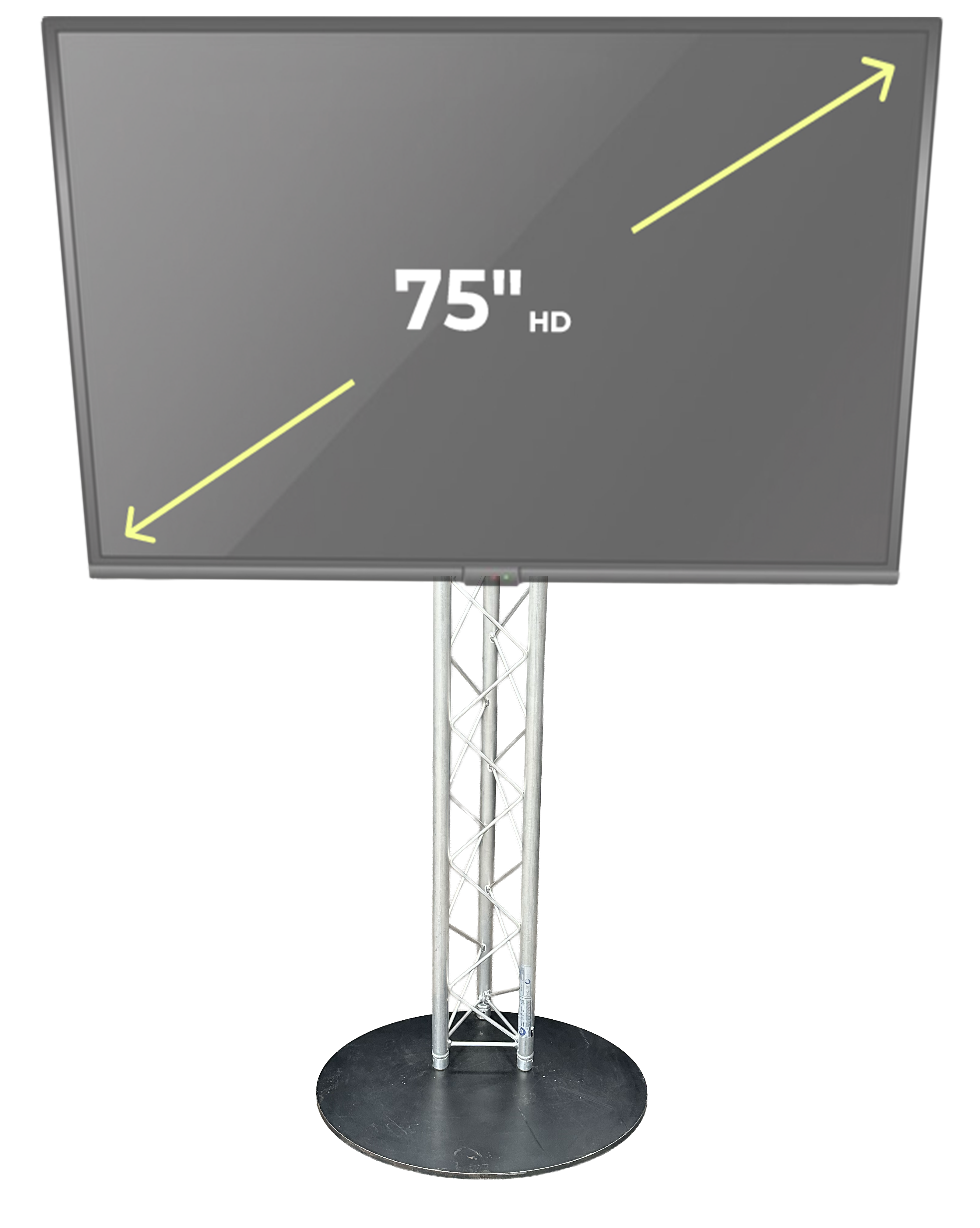 Location Pied écran TV : Embase Ovale + Poutre de 2m F23 – ALU professionnel