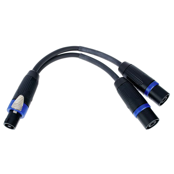 Location Speakon 4pts - Bretelle 4pts mâle vers 2x 2pts mâle professionnel